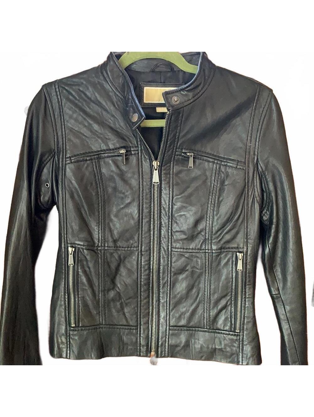 MICHAEL Michael Kors Women's Black Leather Moto Jacket Size S